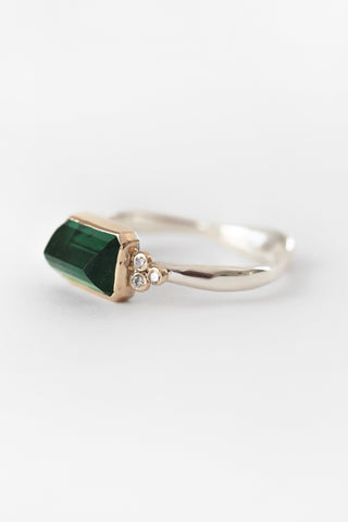 14k Teal Tourmaline + Diamond Ring