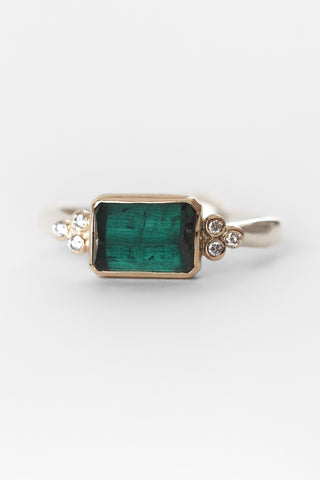 14k Teal Tourmaline + Diamond Ring