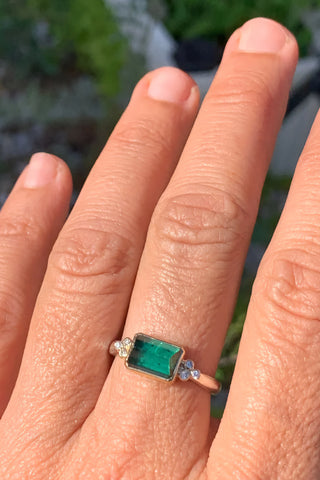 14k Teal Tourmaline + Diamond Ring