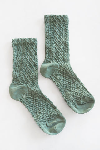 Teal Waffle Twist Socks