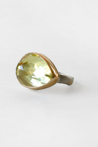 Teardrop Faceted Lemon Quartz Ring