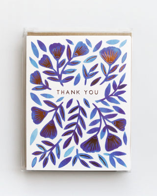 Thank You Blue Flower Cards, Set of 6