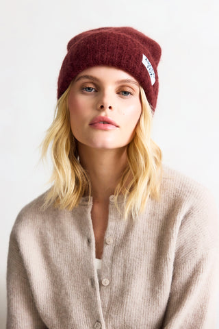 Cherry Burgundy Mohair Beanie