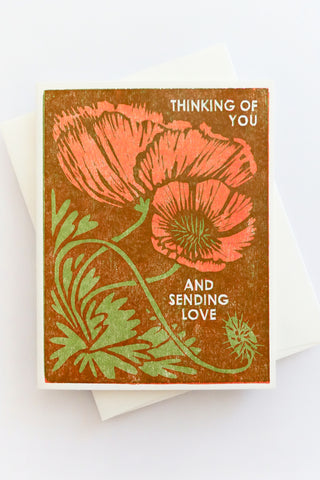 Thinking of You Red Poppies Greeting Card