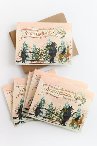 Tree Cutting Christmas Greeting Card Box