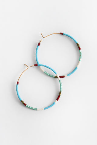 Turquoise Large Beaded Hoops