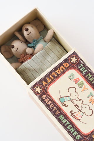 Twin Baby Mice in Matchbox