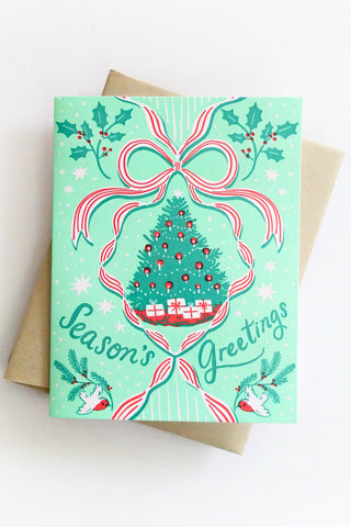 Vintage Tree Holiday Letterpress Greeting Card
