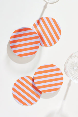 Violet + Orange Striped Reusable Coaster Set