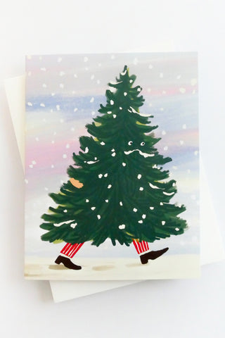 Walking Christmas Tree Greeting Card