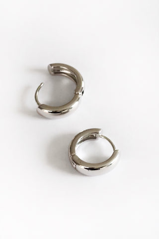 White Gold Fill Chunky Huggie Hoops