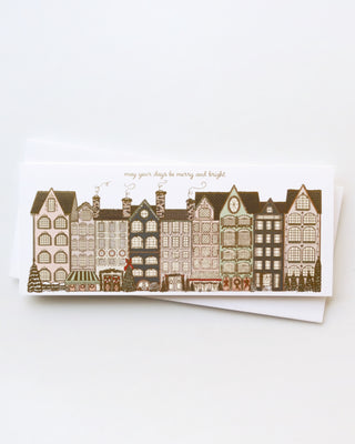 Winter Village Holiday Foil Greeting Card