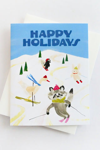 Woodland Ski Slope Greeting Card