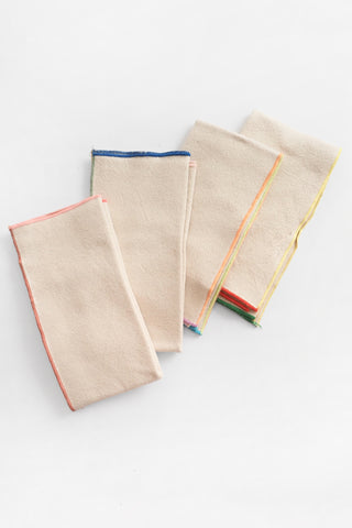 Colorblock Edge Woven Cotton Napkin Set