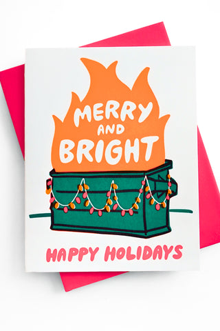 Xmas Dumpster Fire Letterpress Holiday Greeting Card