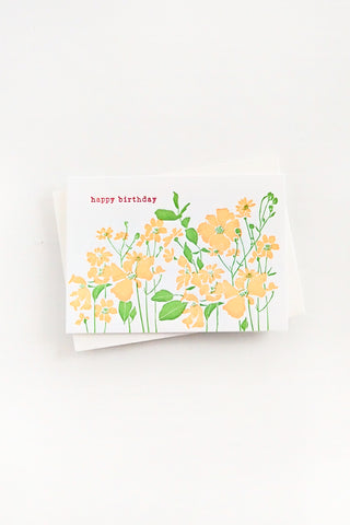 Yellow Flowers Birthday Greeting Card