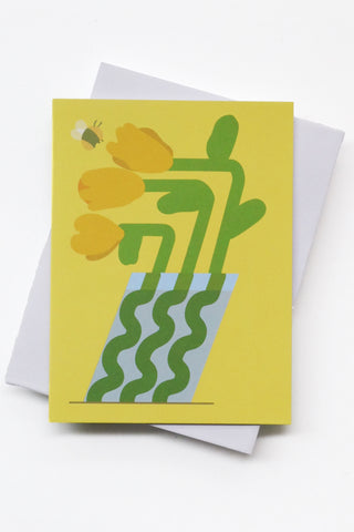 Yellow Flowers In a Vase Greeting Card