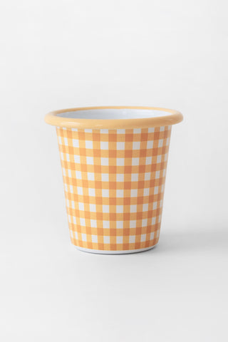 Yellow Plaid Enamel Short Tumbler