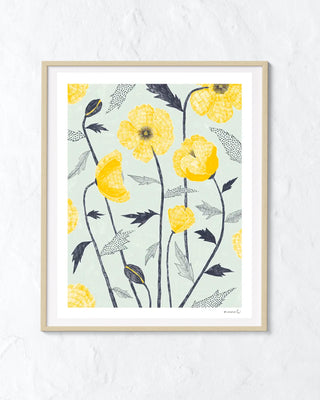 Mint Poppy Flower Conversations Art Print