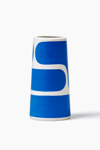 Large Cobalt Color Block Pillar Vase