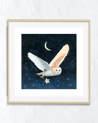 Owl withMagic Wand Art Print