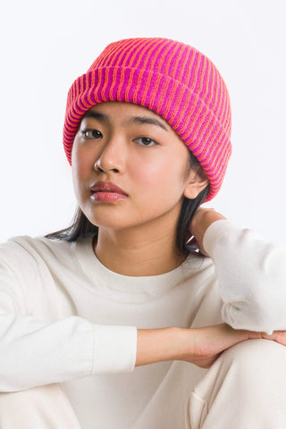 Poppy Magenta Rib Beanie