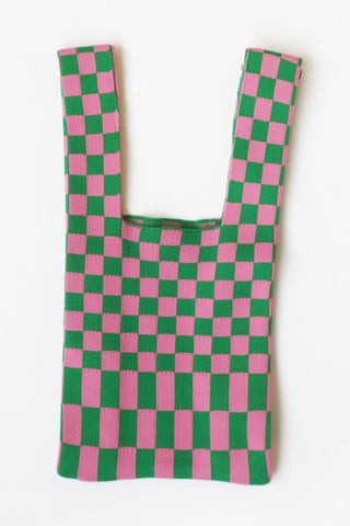 Checkered Knit Tote