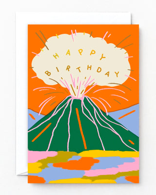 Birthday Volcano Foiled Greeting Card