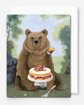 Bear With Victoria Sandwich Cake Greeting Card